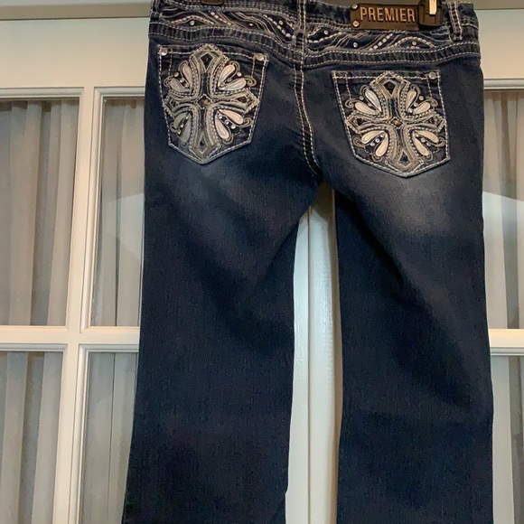 Firm Price- Premier by Rue 21 distressed boot cut medium wash denim jeans - Picture 7 of 17